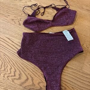 Oseree Plum Sparkle Bikini Set Size Medium
